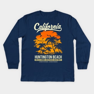 Huntington Beach California Sunset Kids Long Sleeve T-Shirt